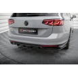 Maxton Design středový spoiler pod zadní nárazník s žebrováním pro Volkswagen Passat Mk8 (B8) Facelift, černý lesklý plast ABS, R-Line