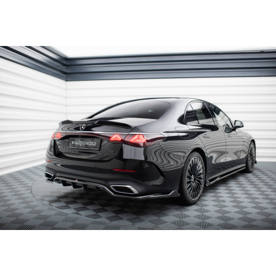 Maxton Design středový spoiler pod zadní nárazník s žebrováním pro Mercedes třída E W214/AMG-Line, černý lesklý plast ABS Maxton Design středový spoiler pod zadní nárazník s žebrováním pro Mercedes třída E W214/AMG-Line, černý lesklý plast ABS