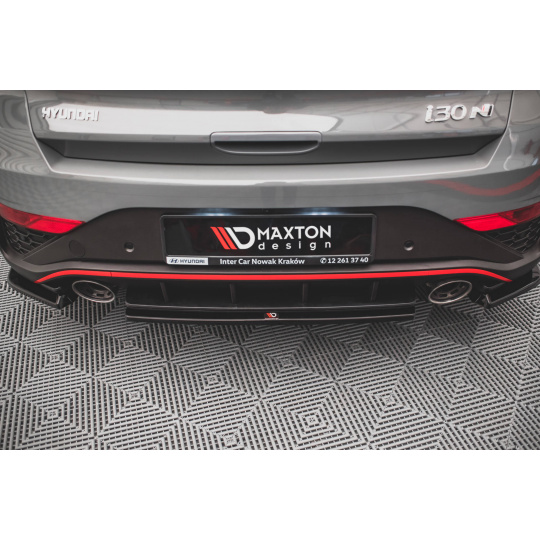 Maxton Design středový spoiler pod zadní nárazník pro Hyundai i30 N MK3 Facelift, černý lesklý plast ABS