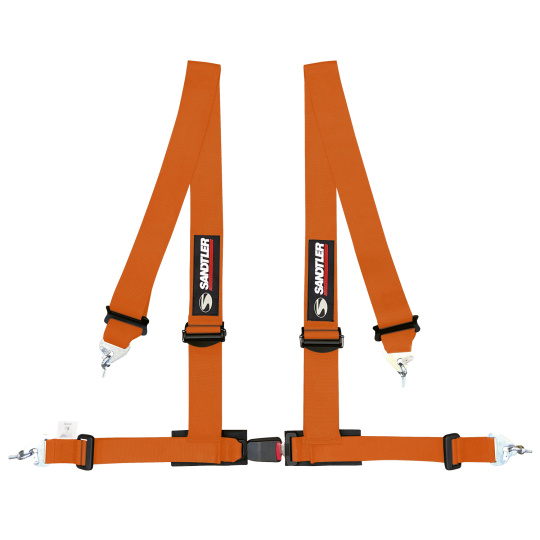 Sandtler čtyřbodový sportovní pás SPONSOR s 3" ramenními popruhy a homologací ECE, barva: oranžová