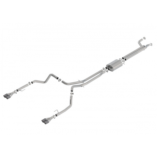 Borla Cat-Back výfukový systém "S-Type" pro GMC Sierra 1500 6,2l V8, s aut. převodovkou, EC/SB, CC/SHB, 147" WB, r.v. 2019-2020, typ koncovek: karbonové