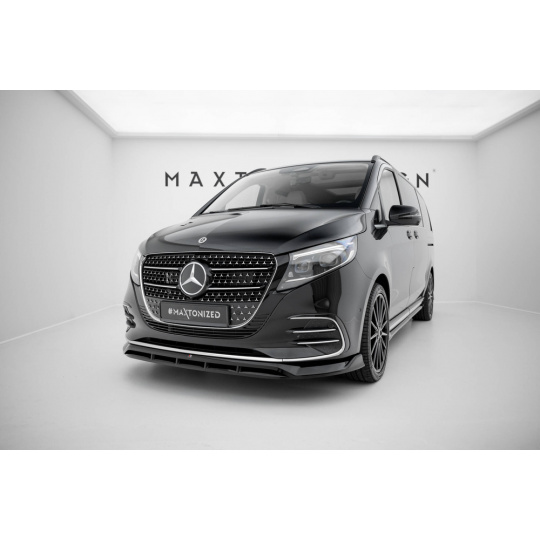 Maxton Design spoiler pod přední nárazník pro Mercedes třída V W447 Facelift 2 /AMG-Line, černý lesklý plast ABS