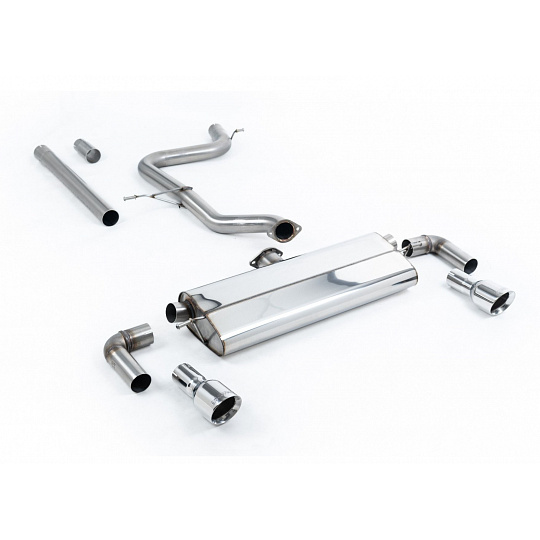 Milltek Sport výfukový systém cat-back bez rezonátoru (hlasitější) GTI Dual Outlet Style pro Volkswagen Golf Mk7.5 1.5TSI Evo GT, R-Line (s i bez GPF/OPF) 2017-2021, typ koncovek: GT-100 leštěné