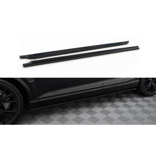 Maxton Design difuzory pod boční prahy ver.2 pro Audi Q7 Mk2 S-Line, černý lesklý plast ABS