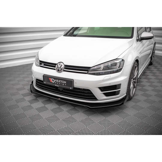 Maxton Design rohové spoilery pod přední nárazník pro Volkswagen Golf R Mk7, černý lesklý plast ABS