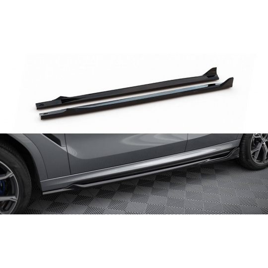 Maxton Design difuzory pod boční prahy ver.2 pro BMW X6 G06 Facelift M-Pack, černý lesklý plast ABS