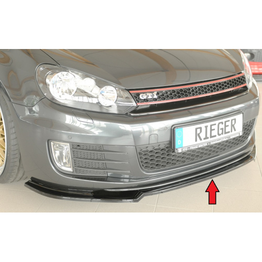 Rieger lipa pod přední nárazník pouze pro GTI / GTD pro Volkswagen Golf 6 GTI kabriolet, plast ABS lakovaný do černé lesklé barvy