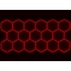 Kompletní LED hexagonové svítidlo červené, rozměr: 17 elementů 504 x 238 cm Kompletní LED hexagonové svítidlo červené, rozměr: 17 elementů 504 x 238 cm