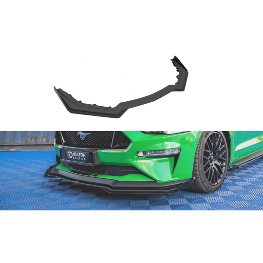 Maxton Design "Street Pro" spoiler pod přední nárazník s křidélky ver.1 pro Ford Mustang MK6 GT Facelift, plast ABS bez povrchové úpravy, s červenou linkou