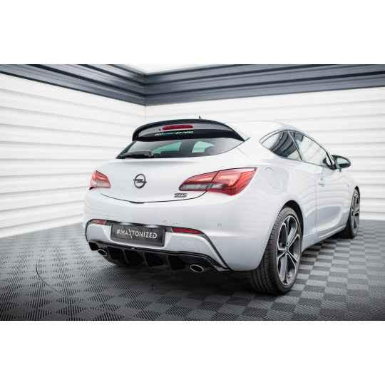 Maxton Design vložka zadního nárazníku pro Opel Astra J (Mk4), černý lesklý plast ABS, GTC OPC-line, s jednoduchou koncovkou na obou stranách