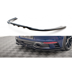 Maxton Design středový spoiler pod zadní nárazník s žebrováním v.1 pro Porsche 911 992 Carrera/Carrera S Aero, černý lesklý plast ABS