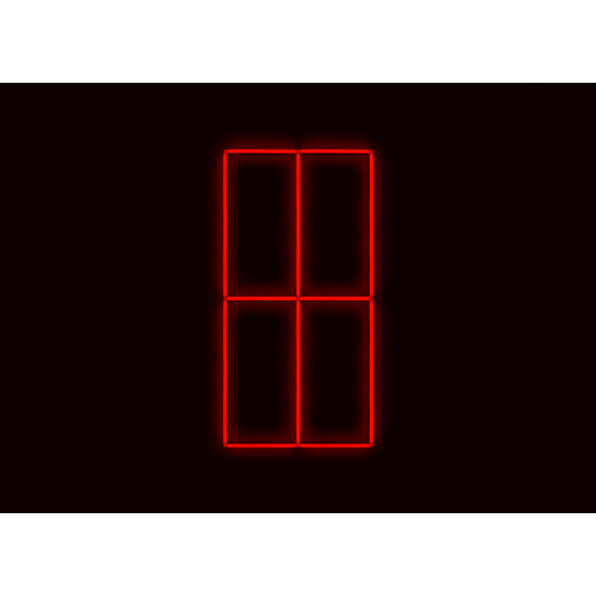 Kompletní LED čtyřhranné svítidlo červené, rozměr: 4 elementy 88 x 234 cm