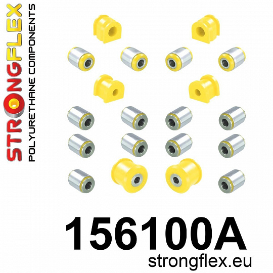 156100A: Strongflex Kompletní sada polyuretanových silentbloků pro zavěšení AWD varianta SPORT 156100A: Strongflex Kompletní sada polyuretanových silentbloků pro zavěšení AWD varianta SPORT