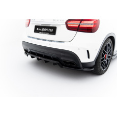 Maxton Design spoiler pod zadní nárazník s žebrováním pro Mercedes GLA X156/AMG, černý lesklý plast ABS