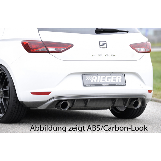 Rieger spoiler pod zadní nárazník pro Seat Leon 5F 3-dvéř. (sc), 5-dvéř. před faceliftem r.v. 10/12-12/16, plast ABS bez povrchové úpravy, pro sportovní koncovky na obou stranách 100 mm
