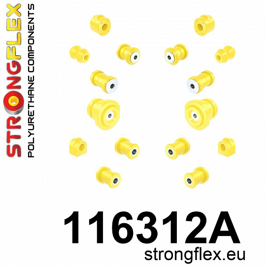 116312A: Strongflex Kompletní sada silentbloků zavěšení varianta SPORT 116312A: Strongflex Kompletní sada silentbloků zavěšení varianta SPORT