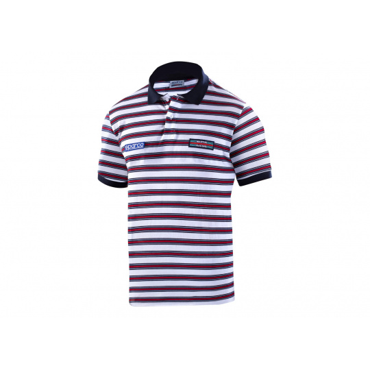 Sparco pruhovaná polokošile Martini Racing, barva: bílá, velikost: XXXL