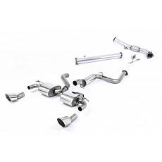 Milltek Sport výfukový systém Turbo-back bez Hi-Flow sportovního katalyzátoru s rezonátorem (tišší) pro Ford Focus MK2 RS 2.5T 305PS 2009-2010, typ koncovky: DTM leštěné
