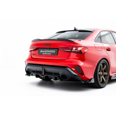 Maxton Design spoiler pod zadní nárazník s žebrováním v.2 pro Audi RS3 8Y Facelift, černý lesklý plast ABS, Sedan
