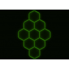 Kompletní LED hexagonové svítidlo zelené, rozměr: 9 elementů 246 x 386 cm Kompletní LED hexagonové svítidlo zelené, rozměr: 9 elementů 246 x 386 cm