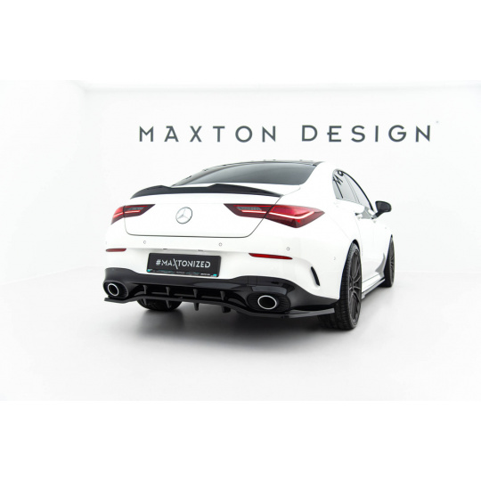 Maxton Design spoiler pod zadní nárazník s žebrováním pro Mercedes CLA C118/AMG 35 Facelift, C118/AMG 45 Facelift, černý lesklý plast ABS, Coupe / Shooting Brake