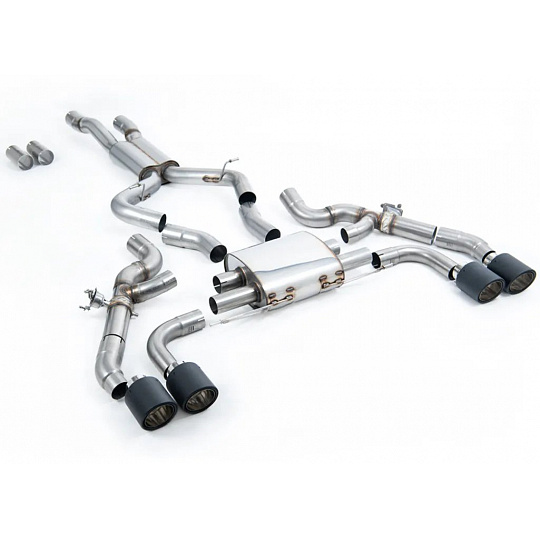 Milltek Sport výfukový systém OPF/GPF Back pro BMW X3 X3M / X3M Comp (G01) 3.0 (s OPF/GPF S58 - předfacelift) 2019-2024, JET-115 karbonové koncovky