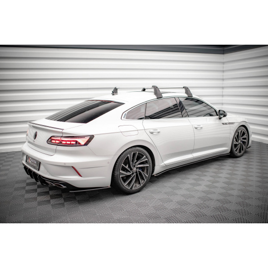 Maxton Design "Street Pro" difuzory pod boční prahy ver.2 pro Volkswagen Arteon R, plast ABS bez povrchové úpravy, s červenou linkou