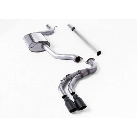 Milltek Sport výfukový systém cat-back bez rezonátoru (hlasitější) GTD Twin Outlet Style pro Volkswagen Golf Mk7.5 1.5TSI Evo GT, R-Line (s i bez GPF/OPF) 2017-2021, typ koncovek: GT-80 černá