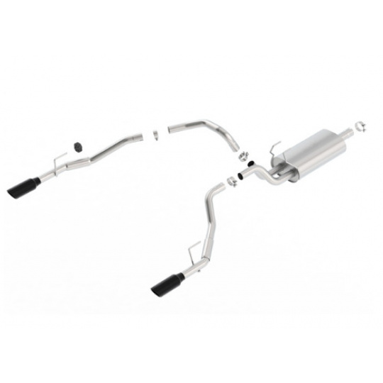 Borla Cat-Back výfukový systém "Touring" vedený skrz zadní nárazník, typ 36 pro Ram 1500 5,7l V8 s automatickou převodovkou, RC/EC 4-dvéř. SB 76,3", CC/SHB 67,4", r.v. od 09-18, typ koncovek: černé