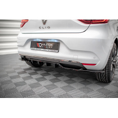 Maxton Design středový spoiler pod zadní nárazník s žebrováním pro Renault Clio Mk5, černý lesklý plast ABS