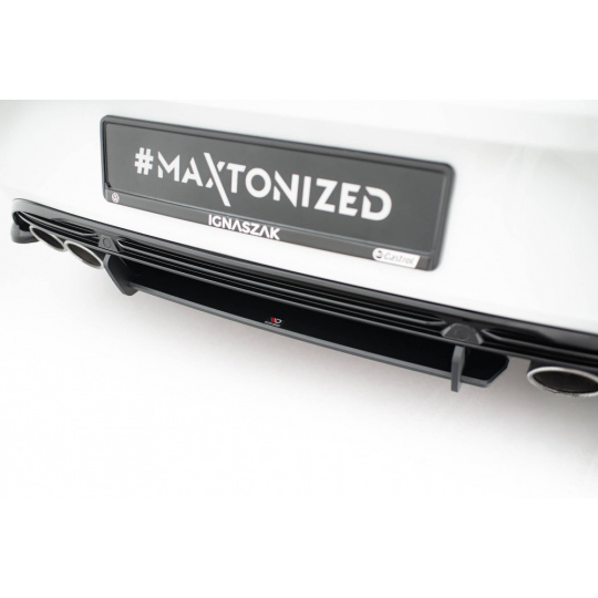 Maxton Design "Street Pro" difuzor zadního nárazníku pro Volkswagen T-roc R Mk1, plast ABS bez povrchové úpravy, s červenou linkou