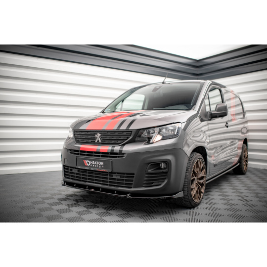 Maxton Design spoiler pod přední nárazník pro Peugeot Partner Mk3, černý lesklý plast ABS