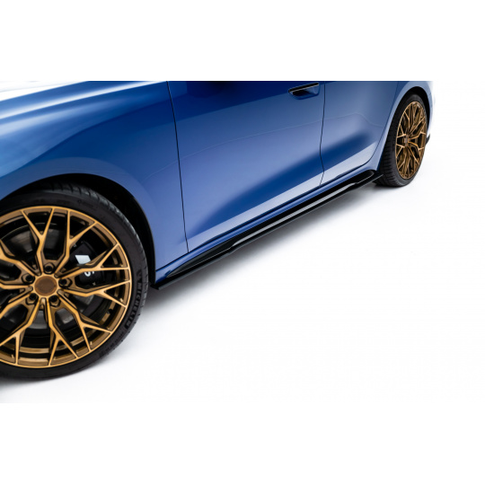 Maxton Design "Street Pro" difuzory pod boční prahy pro Audi A5 B10, plast ABS bez povrchové úpravy, S-Line, Sedan / Avant, s červenou linkou