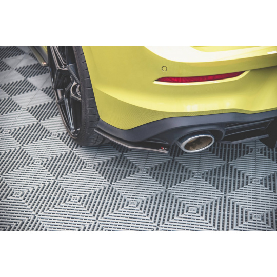 Maxton Design "Racing durability" boční difuzory pod zadní nárazník pro Volkswagen Golf GTI Mk8, plast ABS bez povrchové úpravy, Clubsport, s červenou linkou