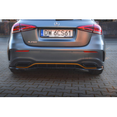 Maxton Design středový spoiler pod zadní nárazník s žebrováním pro Mercedes třída A W177 AMG-Line, černý lesklý plast ABS, Hatchback Maxton Design středový spoiler pod zadní nárazník s žebrováním pro Mercedes třída A W177 AMG-Line, černý lesklý plast ABS, Hatchback