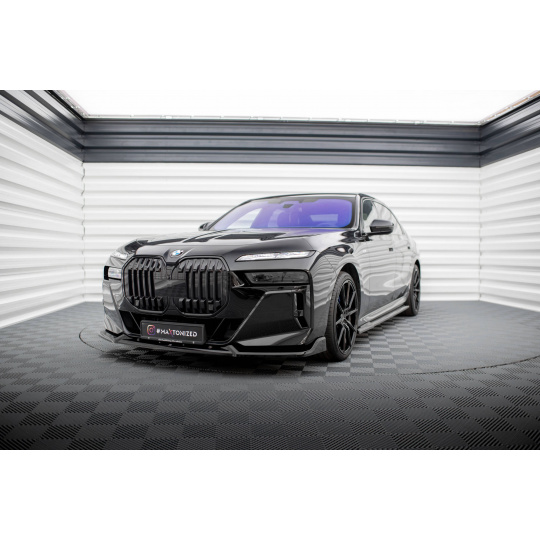 Maxton Design spoiler pod přední nárazník ver.2 pro BMW řada 7 G70 M760e, G70 M-Pack, černý lesklý plast ABS