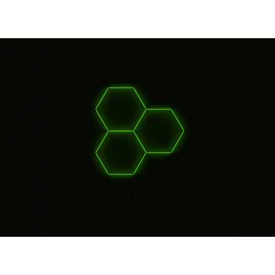 Kompletní LED hexagonové svítidlo zelené, rozměr: 3 elementy 168 x 166 cm