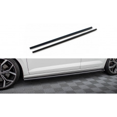Maxton Design difuzory pod boční prahy pro Volkswagen Polo GTI Mk6 Facelift, černý lesklý plast ABS