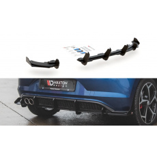 Maxton Design "Racing durability" vložka zadního nárazníku s křidélky pro Volkswagen Polo GTI Mk6, černý lesklý plast ABS s červenou linkou