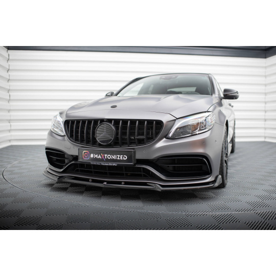 Maxton Design spoiler pod přední nárazník ver.2 pro Mercedes třída C W205 Facelift/63 AMG/Sedan/Estate, černý lesklý plast ABS
