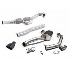 Milltek Sport výfukový systém Turbo-back vč. Hi-Flow sportovního katalyzátoru pro Volkswagen Jetta Mk6 GLI 2.0 TSI 2011-2014, dvojité černé koncovky