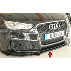 Rieger lipa pod přední nárazník pro Audi RS3 8V 5-dvéř. (sportback 8VA / 8VF), 04/15-01/17, plast ABS lakovaný do černé lesklé barvy