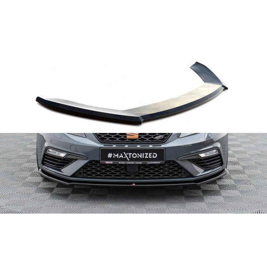 Maxton Design spoiler pod přední nárazník ver.4 pro Seat Leon Cupra Mk3 Facelift, černý lesklý plast ABS