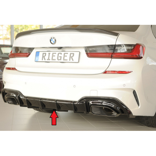 Rieger vložka zadního nárazníku (pro vozy s tažným zařízením) pro BMW řada 3 G21 touring, plast ABS lakovaný do černé lesklé barvy, M340i/M340d Rieger vložka zadního nárazníku (pro vozy s tažným zařízením) pro BMW řada 3 G21 touring, plast ABS lakovaný do černé lesklé barvy, M340i/M340d