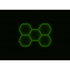 Kompletní LED hexagonové svítidlo zelené, rozměr: 5 elementů 238 x 168 cm Kompletní LED hexagonové svítidlo zelené, rozměr: 5 elementů 238 x 168 cm