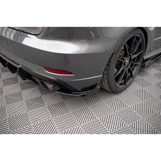 Maxton Design "Street Pro" boční difuzory pod zadní nárazník s křidélky pro Audi S3 8V FL, plast ABS bez povrchové úpravy, Sportback, s červenou linkou