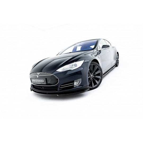 Maxton Design spoiler pod přední nárazník ver.2 pro Tesla Model S, černý lesklý plast ABS
