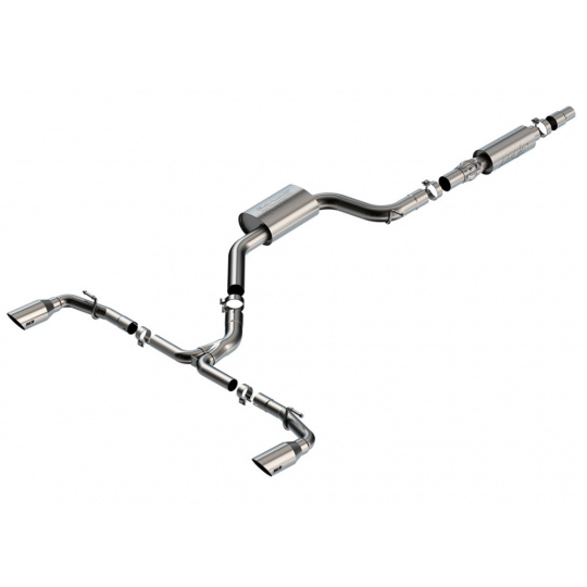 Borla Cat-Back výfukový systém "S-Type" pro Volkwagen GTI MK8, DSG automat/manual, FWD, 4-dveř., hatchback, r.v. 2022-2023 , typ koncovek: chromové s logem