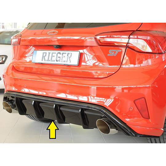 Rieger vložka zadního nárazníku pro Ford Focus 4 ST 5-dvéř. (hatchback), plast ABS lakovaný do černé lesklé barvy Rieger vložka zadního nárazníku pro Ford Focus 4 ST 5-dvéř. (hatchback), plast ABS lakovaný do černé lesklé barvy