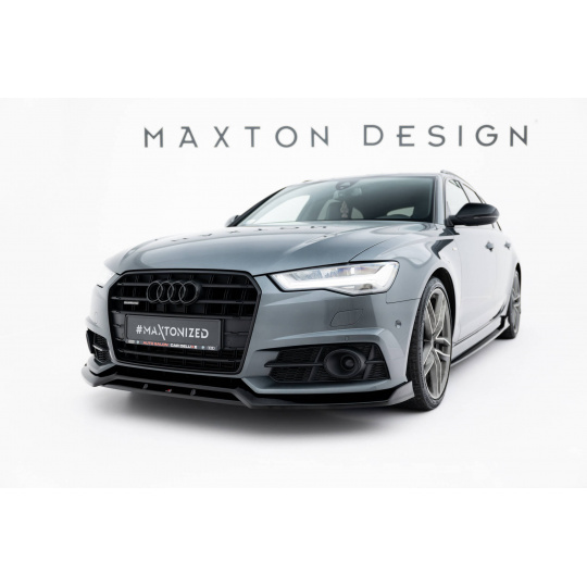 Maxton Design spoiler pod přední nárazník ver.3 pro Audi S6 C7 FL, černý lesklý plast ABS, Sedan / Avant